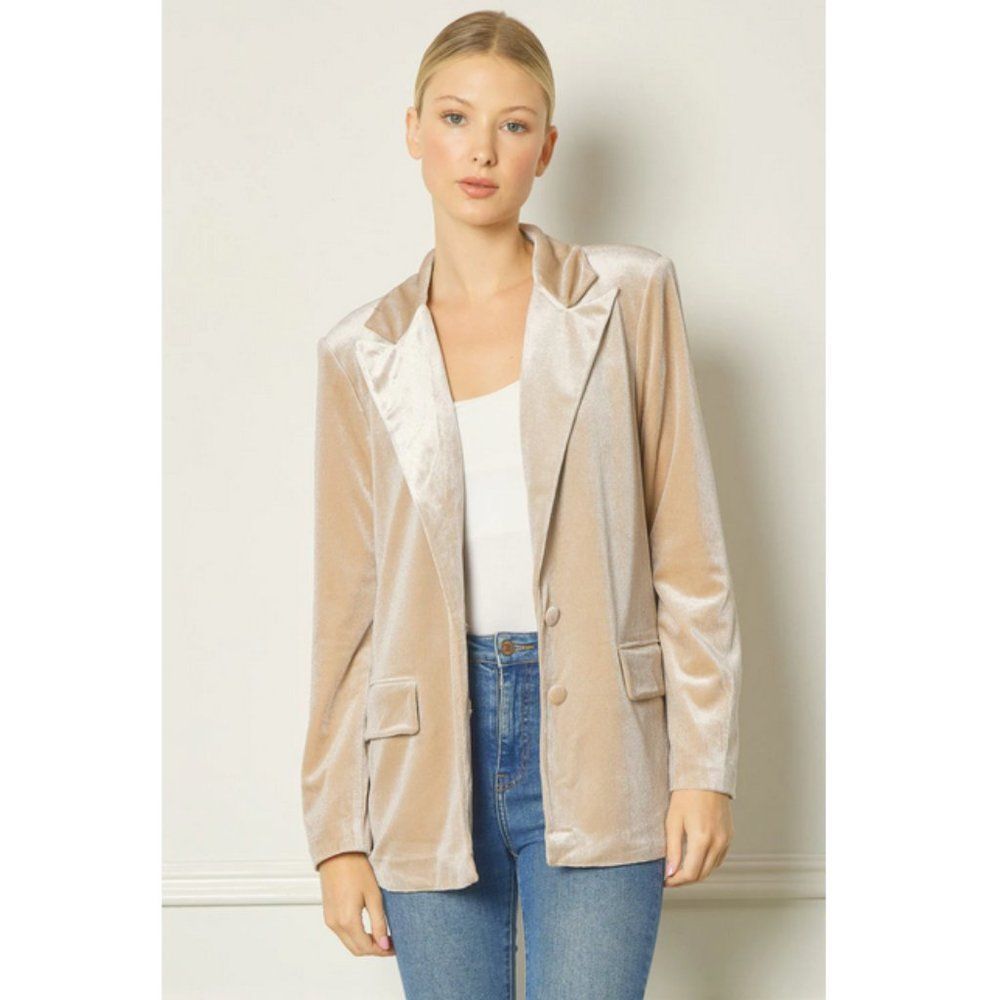 Entro Velvet Blazer in Oyster